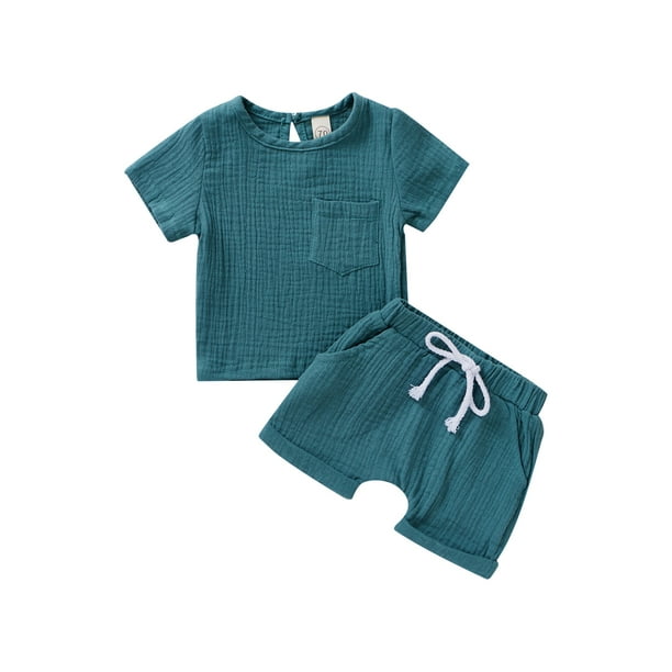 Toddler Baby Boys Girls Home Pajamas Outfits Set Summer Kids T-shirt+Shorts Suit